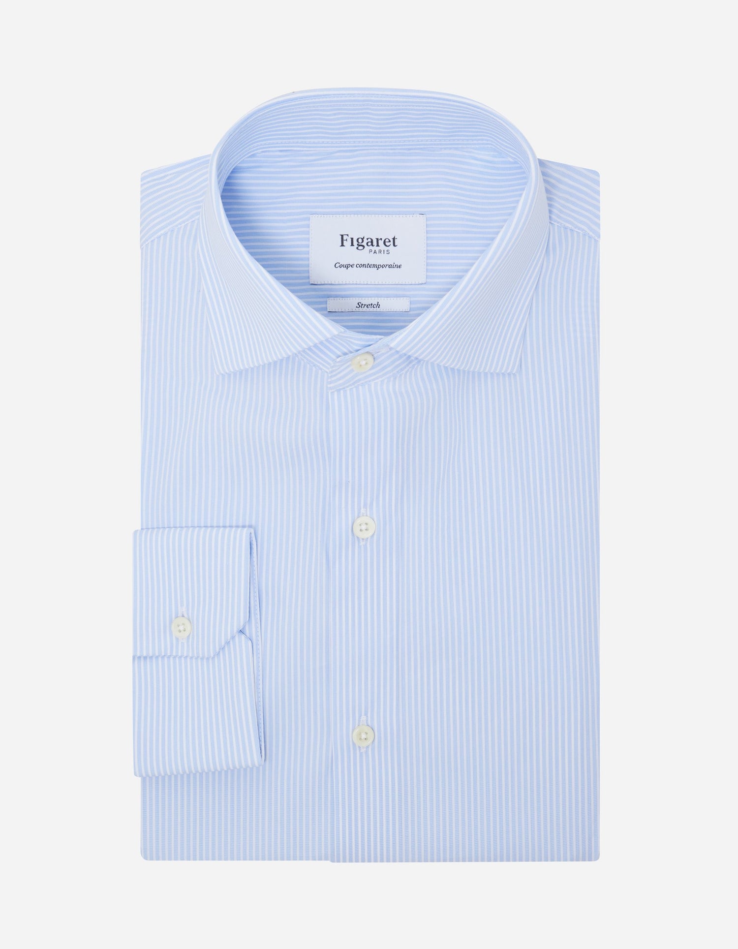 Contemporary blue striped stretch shirt - Poplin - Italian Collar