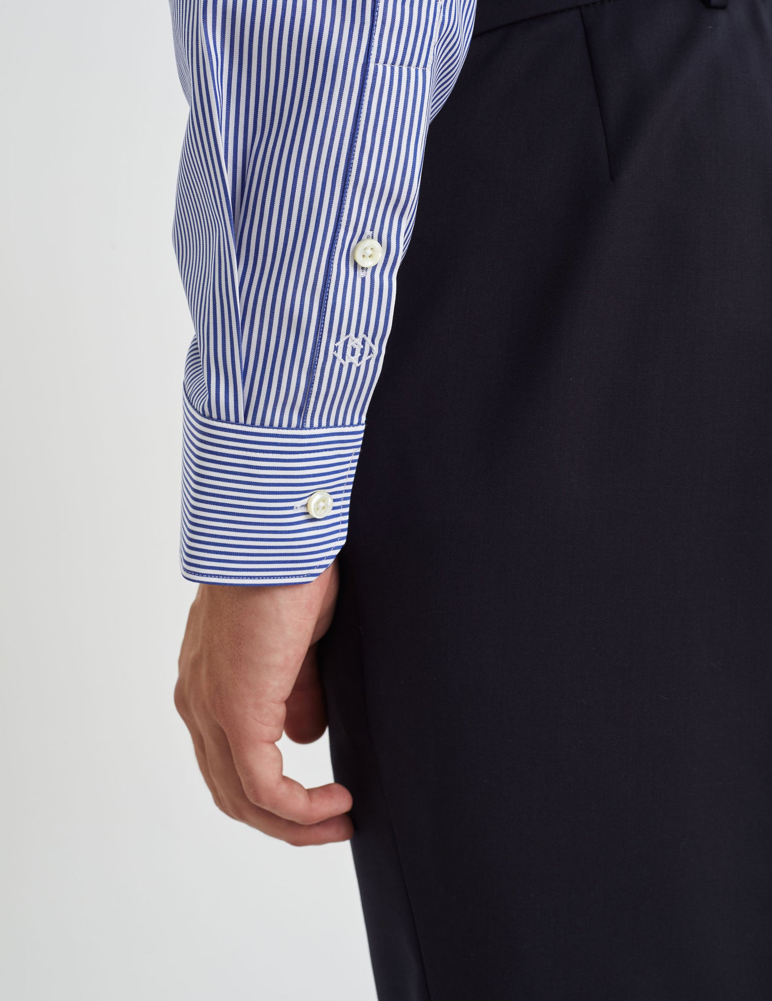 Semi-fitted blue striped shirt - Poplin - Figaret Collar#7