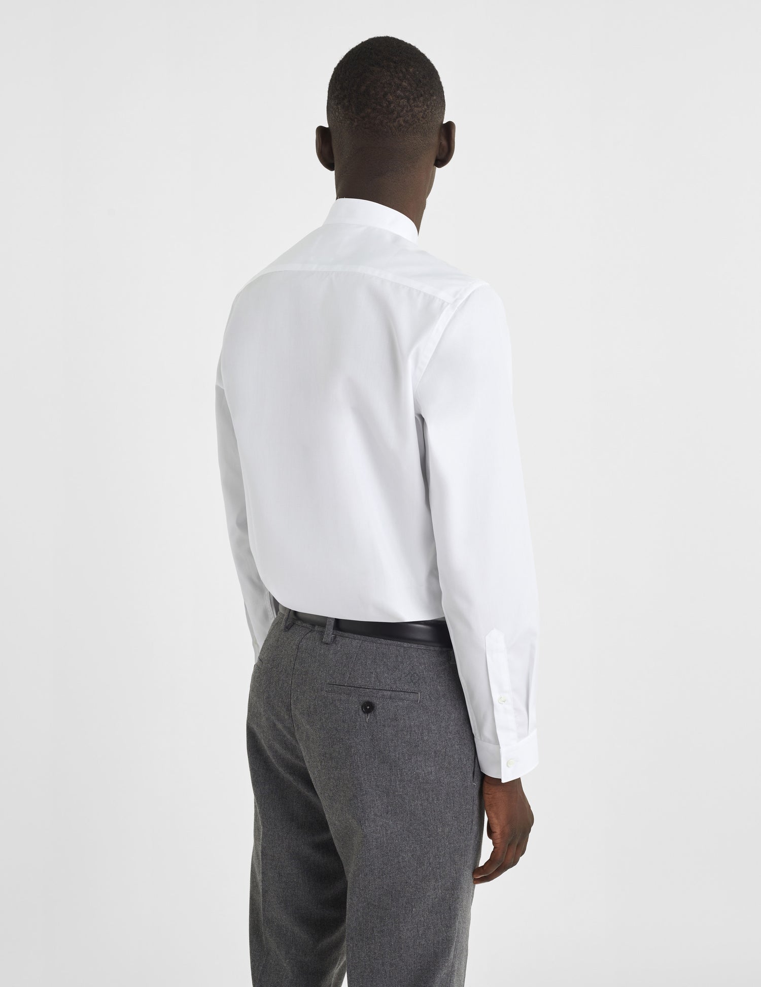 Semi-fitted white shirt - Poplin - Straight Collar#4