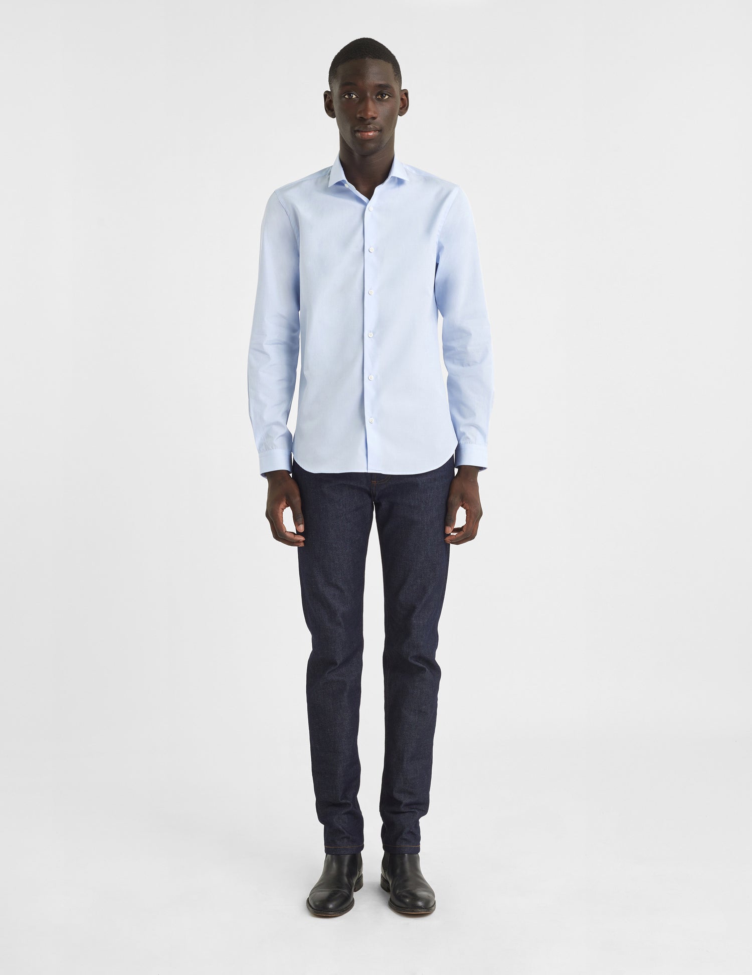 Fitted blue shirt - Fil-à-fil - Thin Collar#5