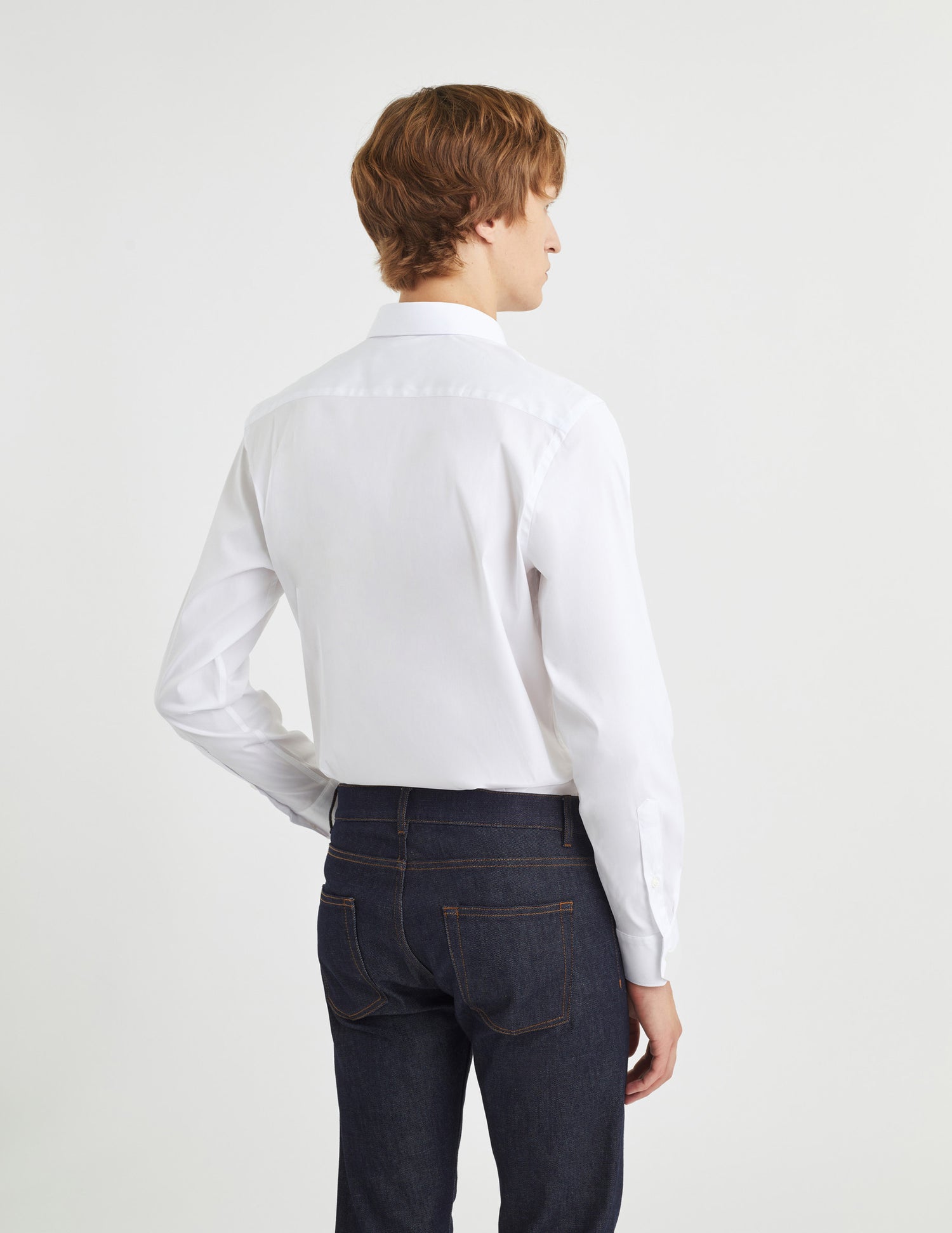 Semi-fitted white stretch shirt - Poplin - Figaret Collar#4