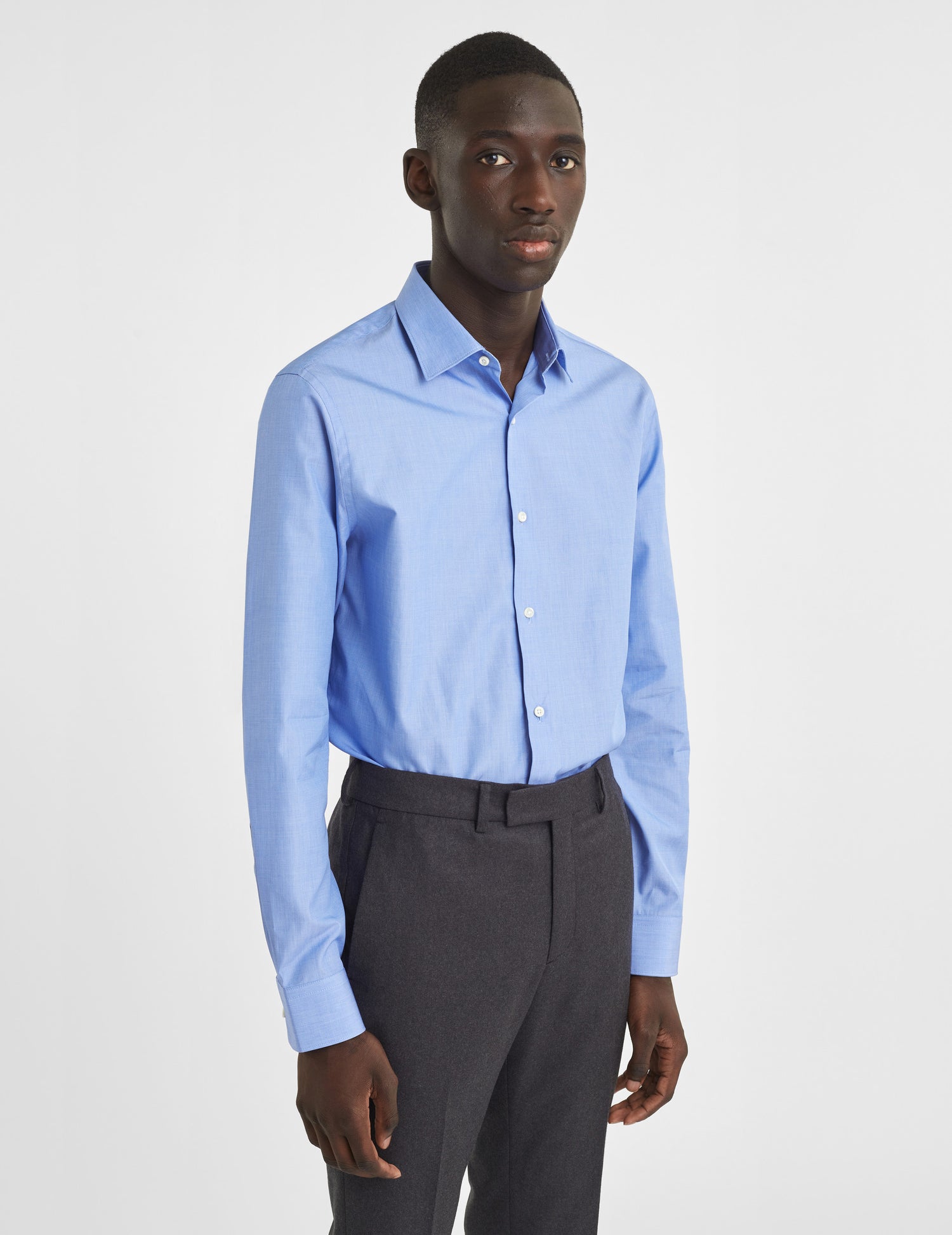 Semi-fitted blue shirt - Wire to wire - Figaret Collar#3