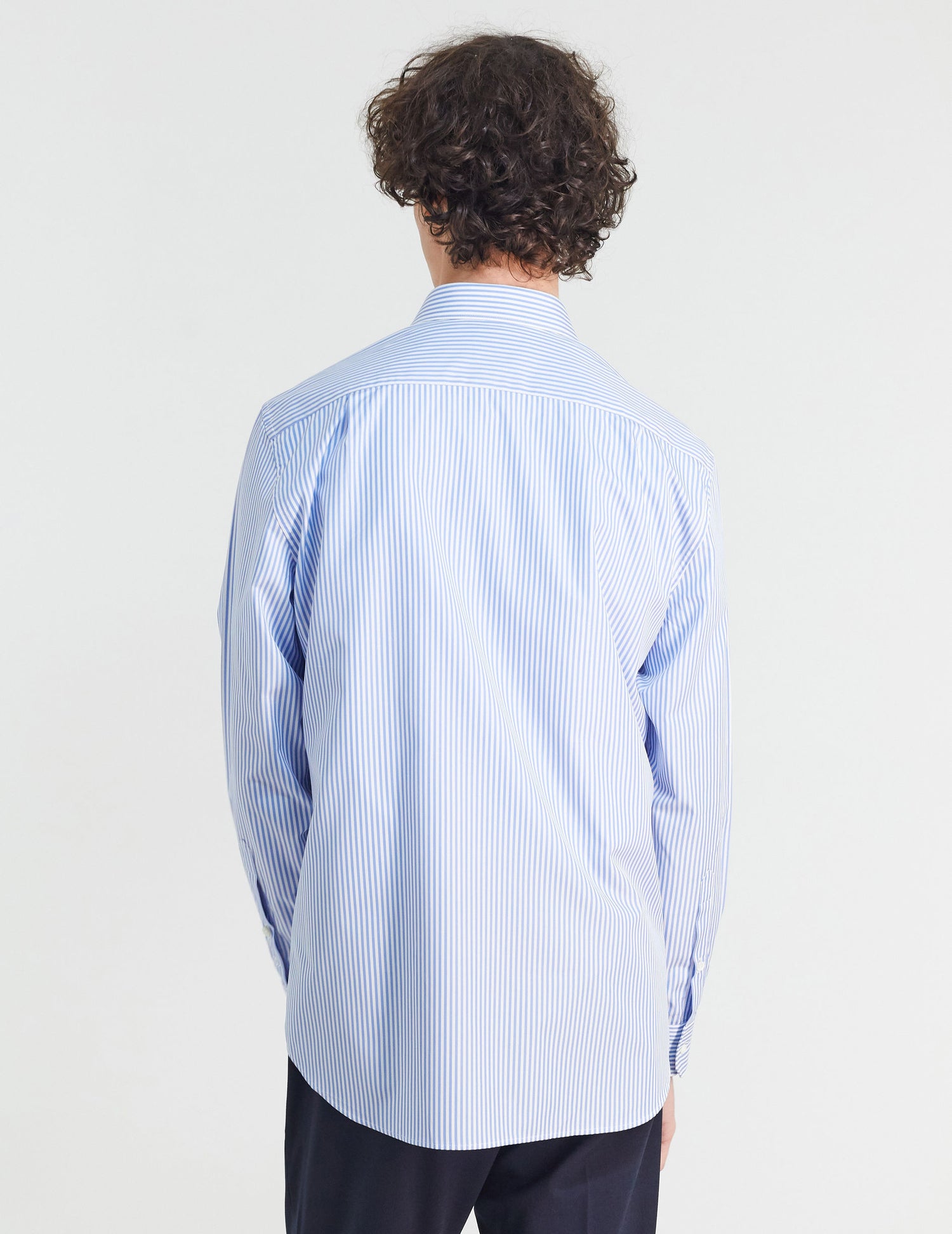 Chemise Classique rayée bleue - Popeline - Col Figaret#4