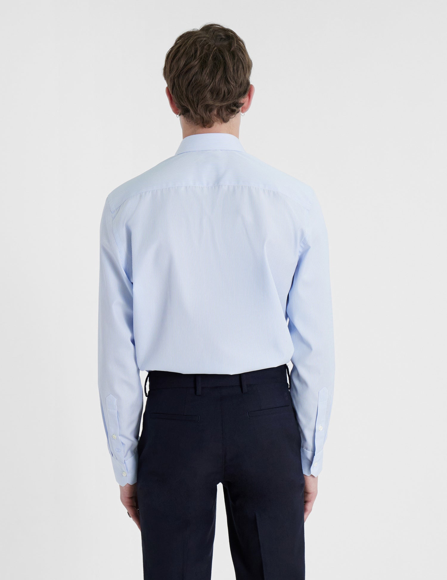 Semi-fitted blue striped shirt - Poplin - Italian Collar#4