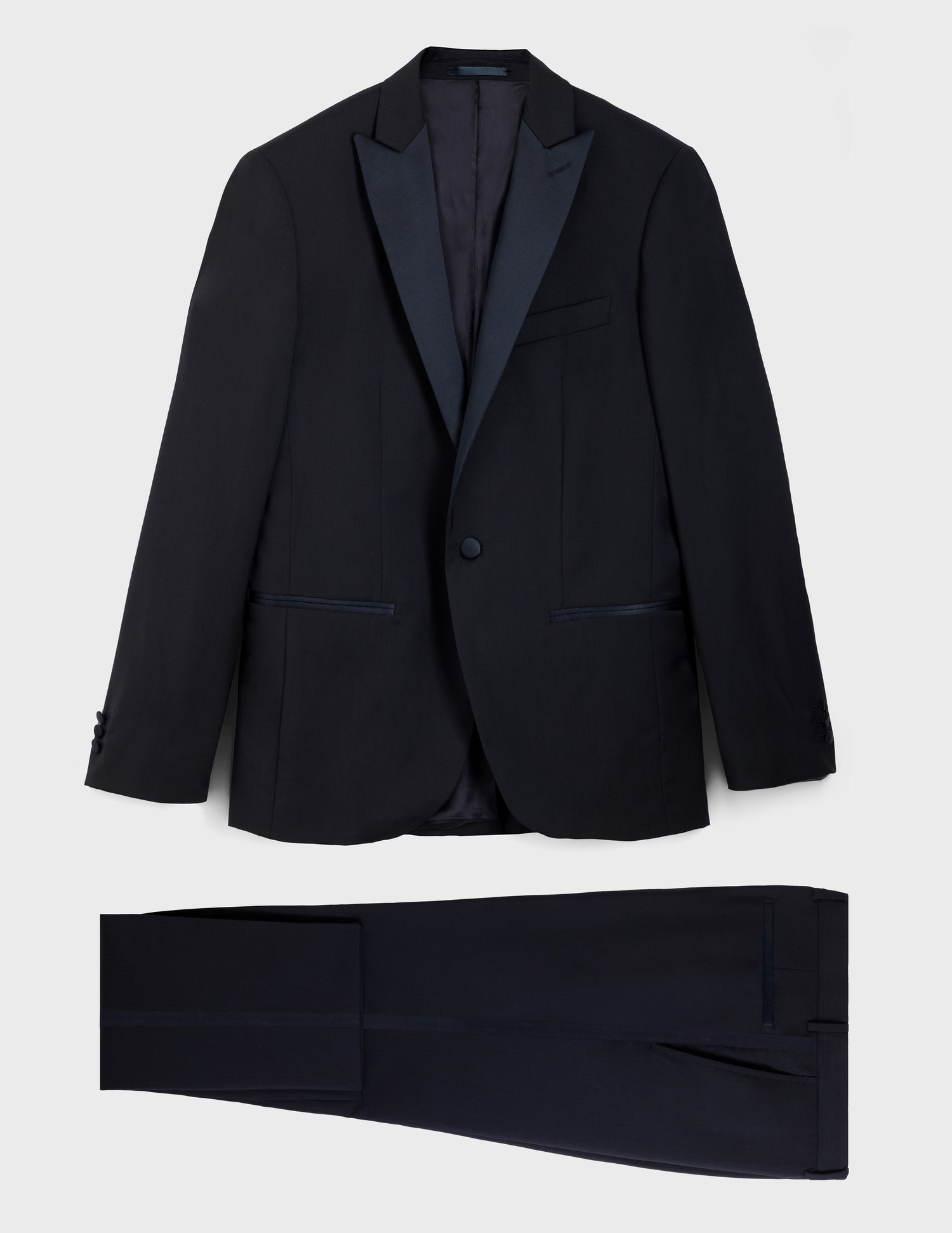 Midnight blue wool canvas Franck suit jacket