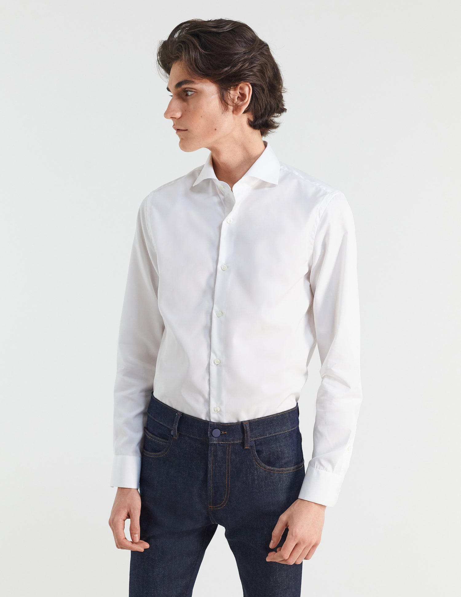 Fitted white wrinkle-free shirt - Poplin - Italian Collar#3