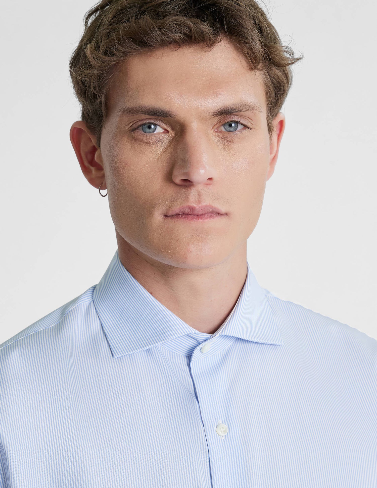 Semi-fitted striped blue shirt - Poplin - Italian Collar#6