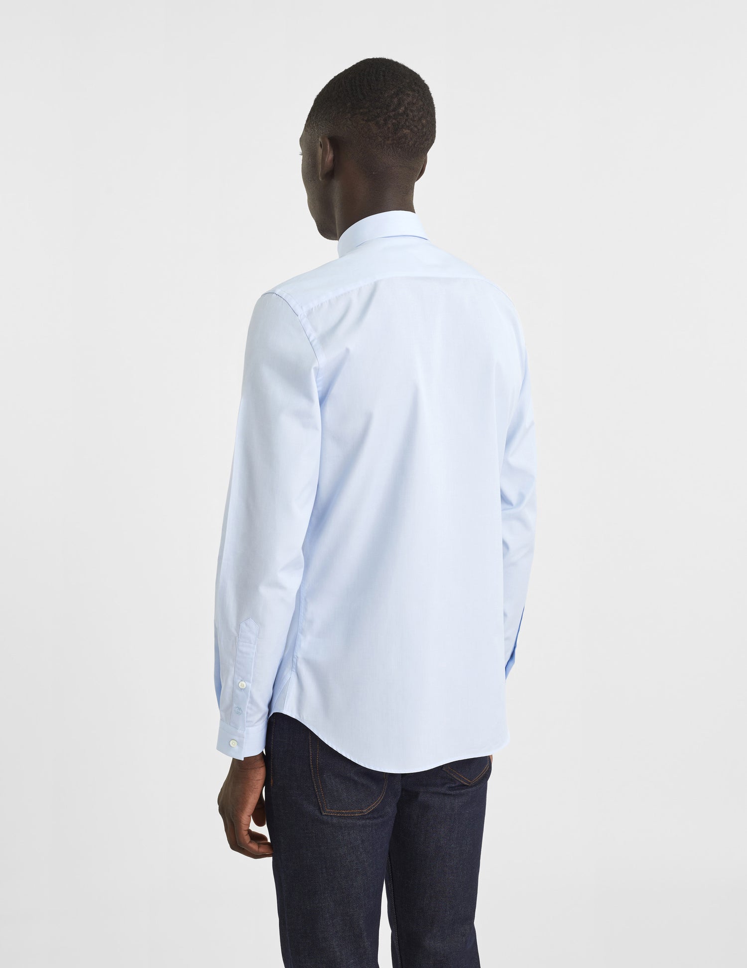 Chemise Ajustée bleue - Fil-à-fil - Col Fin#4