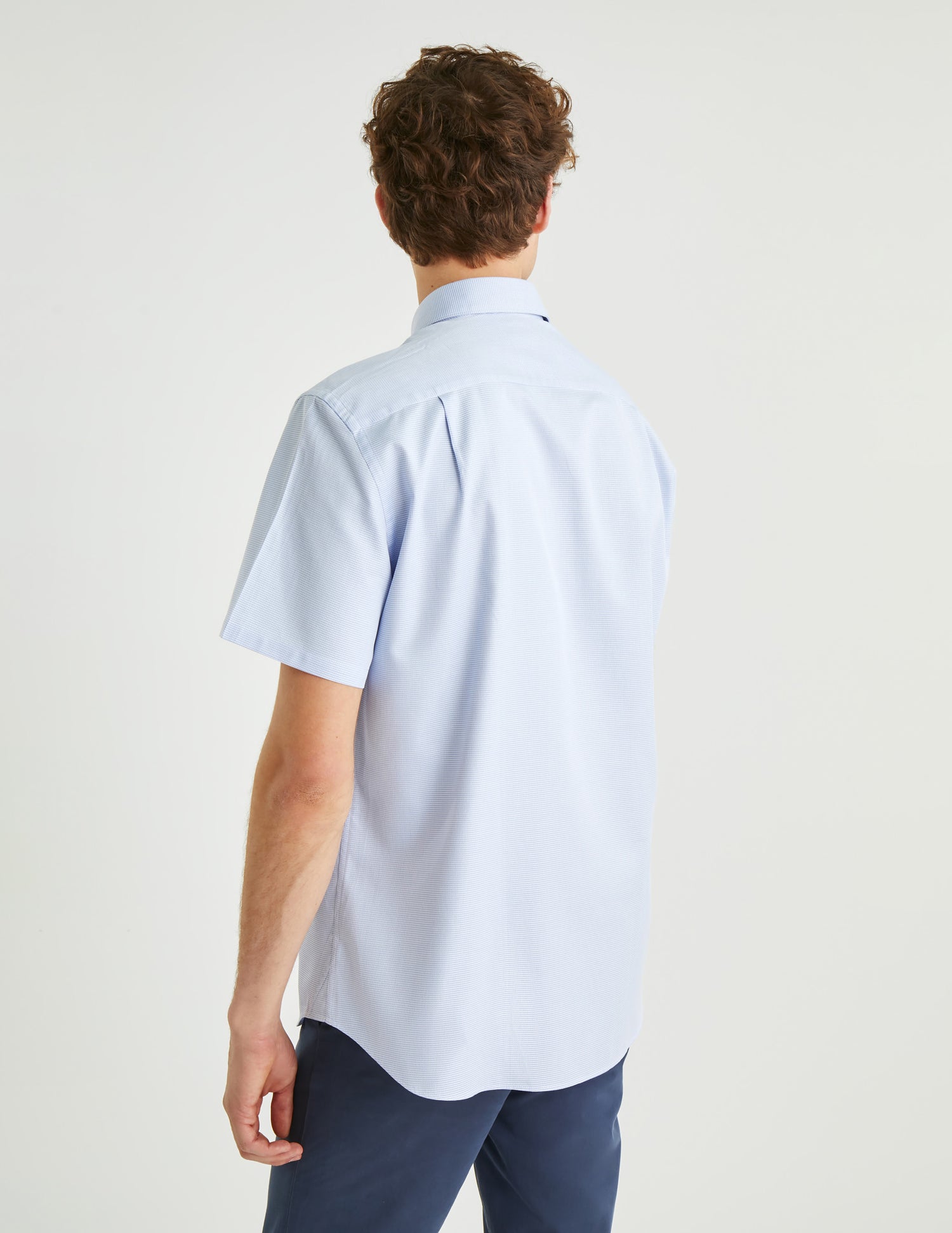 Chemise Classique manches courtes bleue - Façonné - Col Américain#4