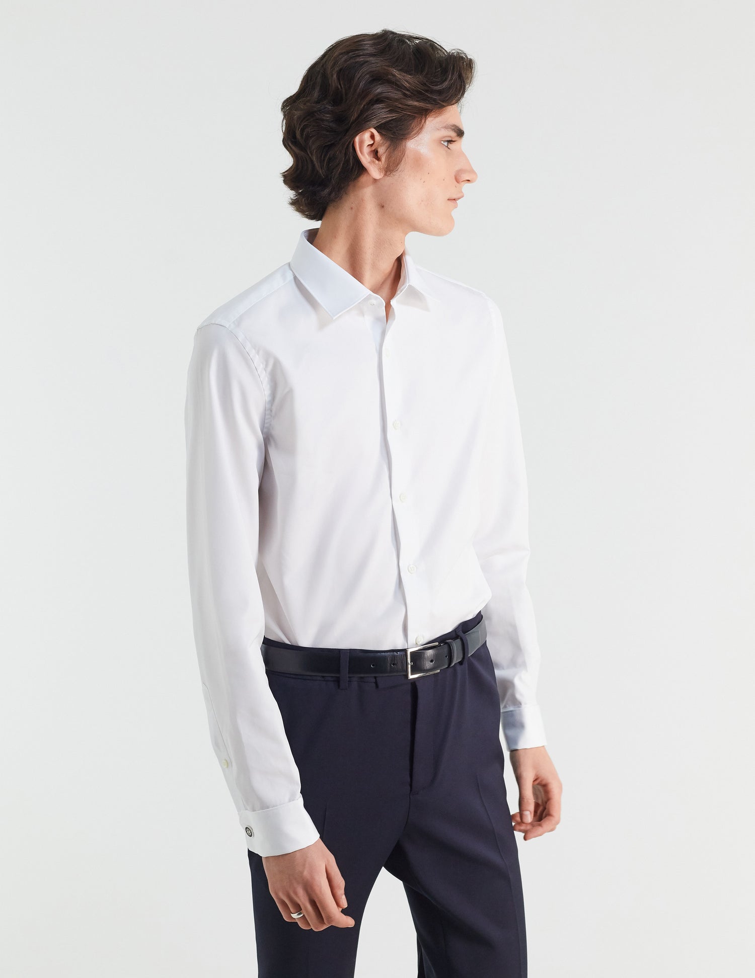 Chemise Ajustée stretch blanche - Popeline - Col Figaret#6