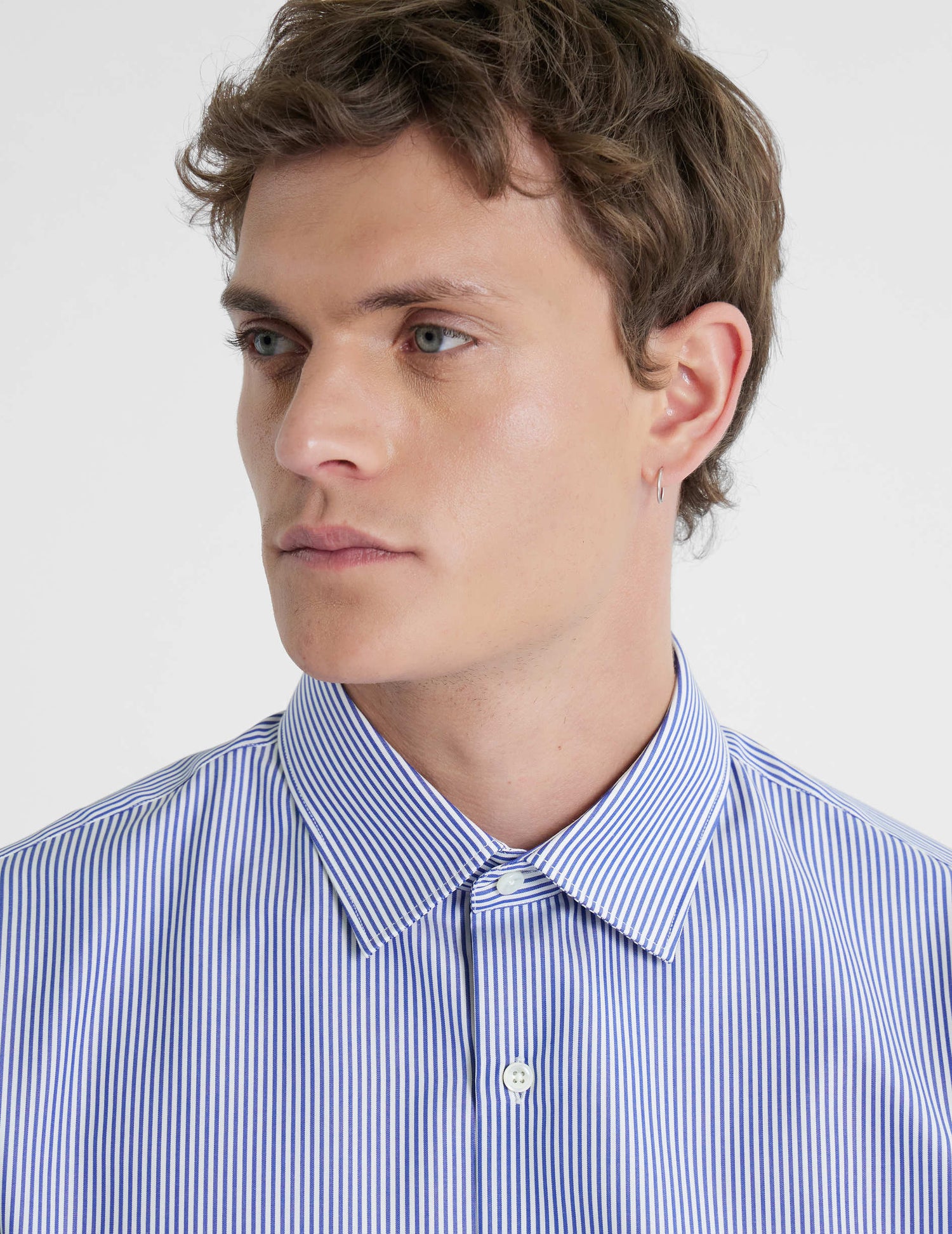 Semi-fitted blue striped shirt - Poplin - Figaret Collar#6